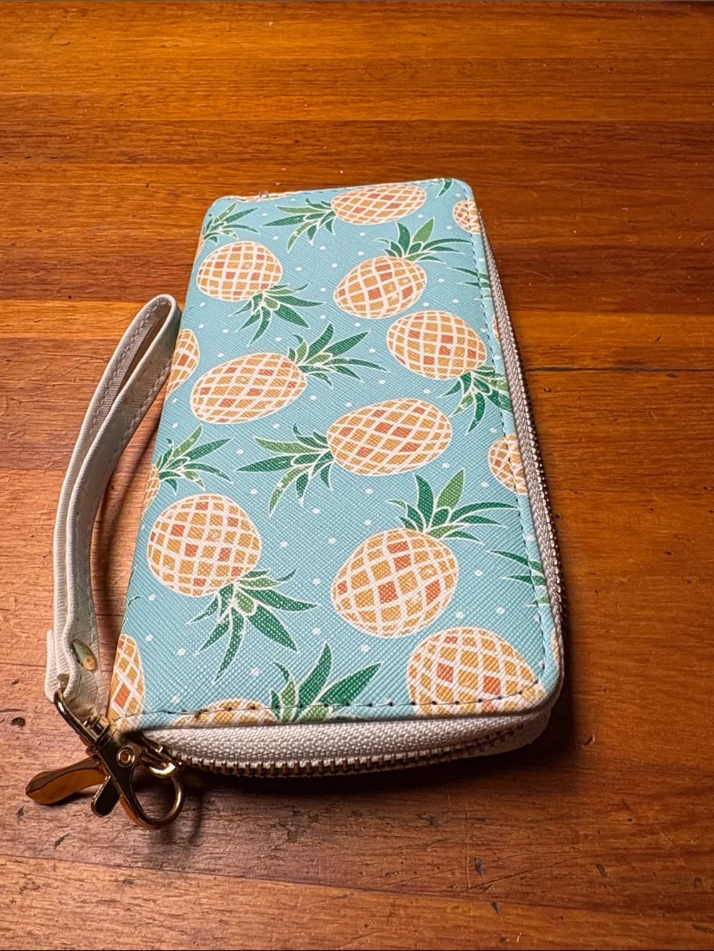 Amazon Pineapple Print Wristlet Wallet - Teal, Orange, Green